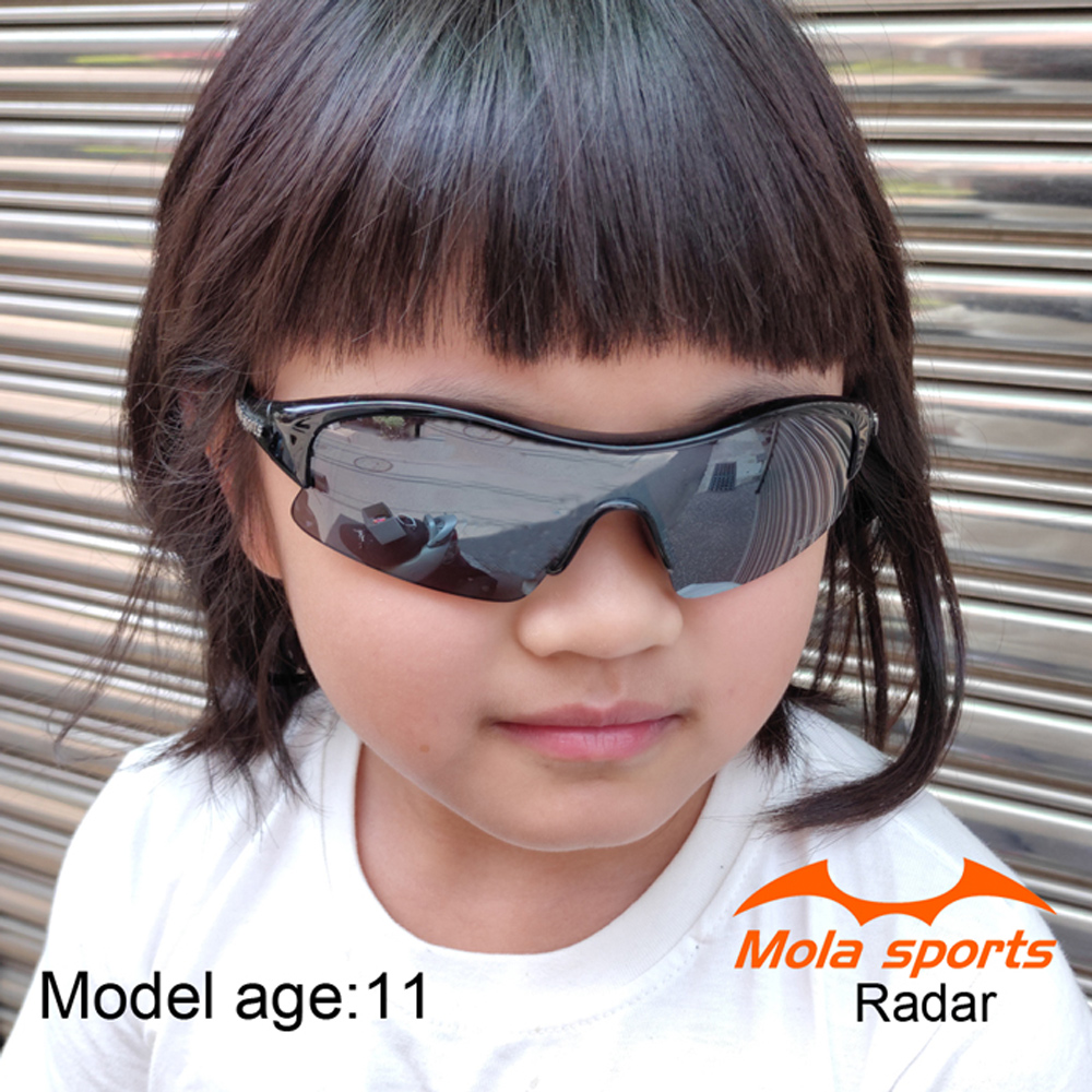 運動兒童太陽眼鏡 8-14歲 男女 UV400 防紫外線 黑框 茶片 大童 安全鏡片 Radar-blb Mola摩拉