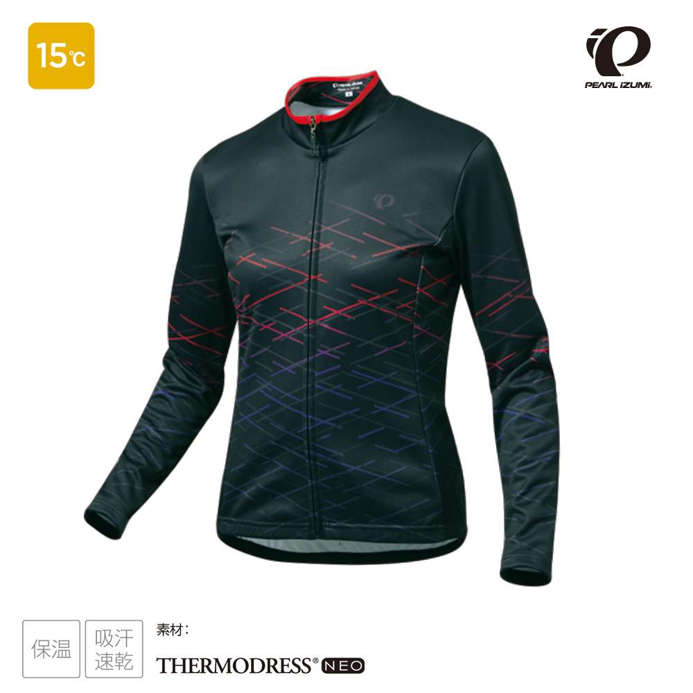 【Pearl izumi】W7455-BL-21 女款秋冬15度C 長袖保暖車衣 黑底光柱