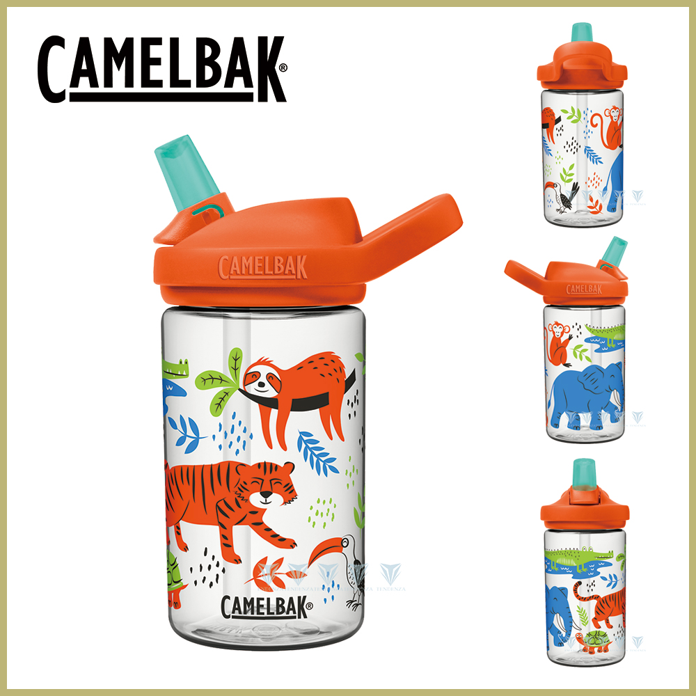 CamelBak 400ml eddy+ kids兒童吸管運動水瓶-野生動物園