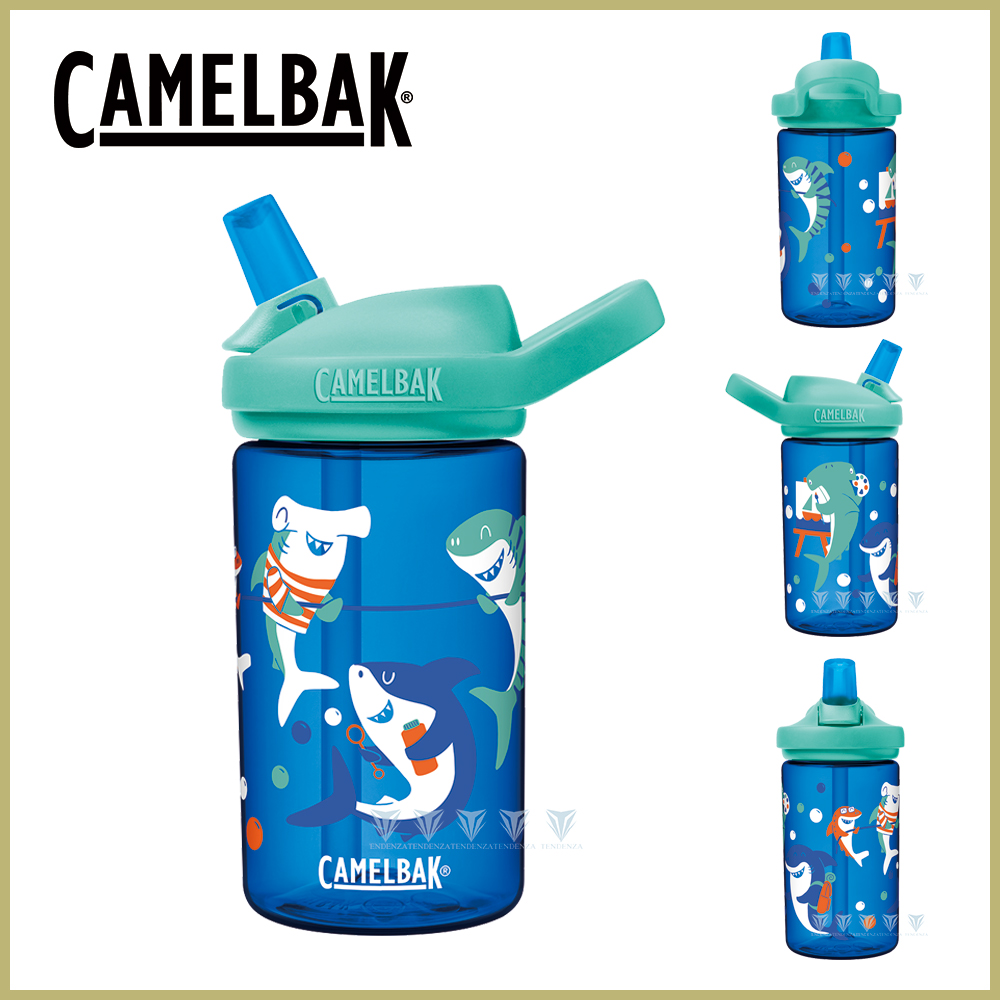 CamelBak 400ml eddy+ kids兒童吸管運動水瓶-鯊魚夏令營