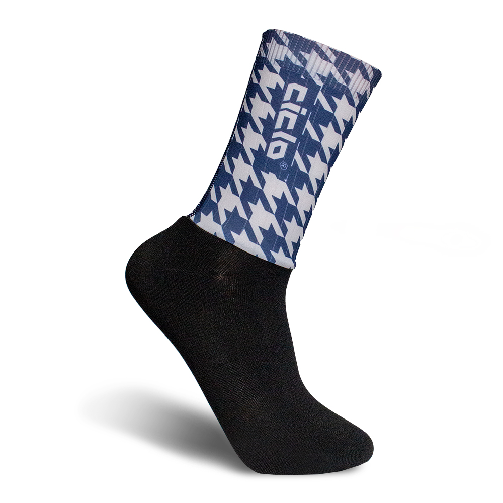 【CICLO】SOCKS車襪 - THOUSAND BIRD千鳥紋(NO.125) - 白藍/黑