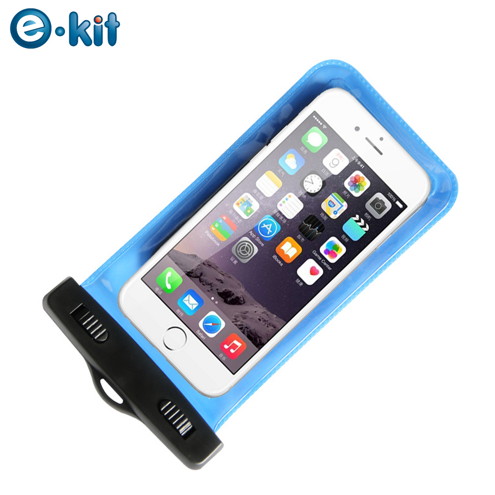 逸奇e-Kit 手機專用防水袋1米保護套-藍色 SJ-P068_BU (附魔鬼氈臂帶)