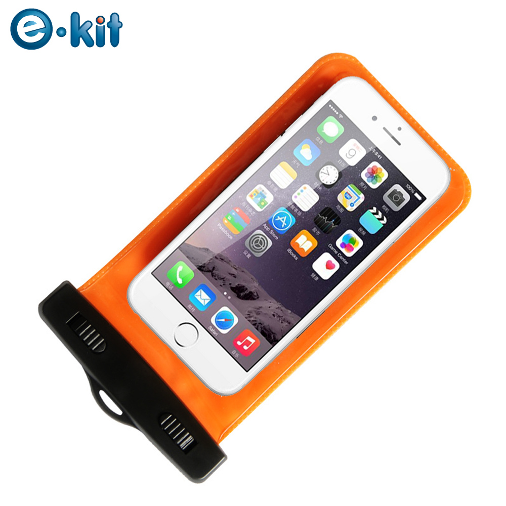逸奇e-Kit 手機專用防水袋1米保護套-橘色 SJ-P068_O (附魔鬼氈臂帶)