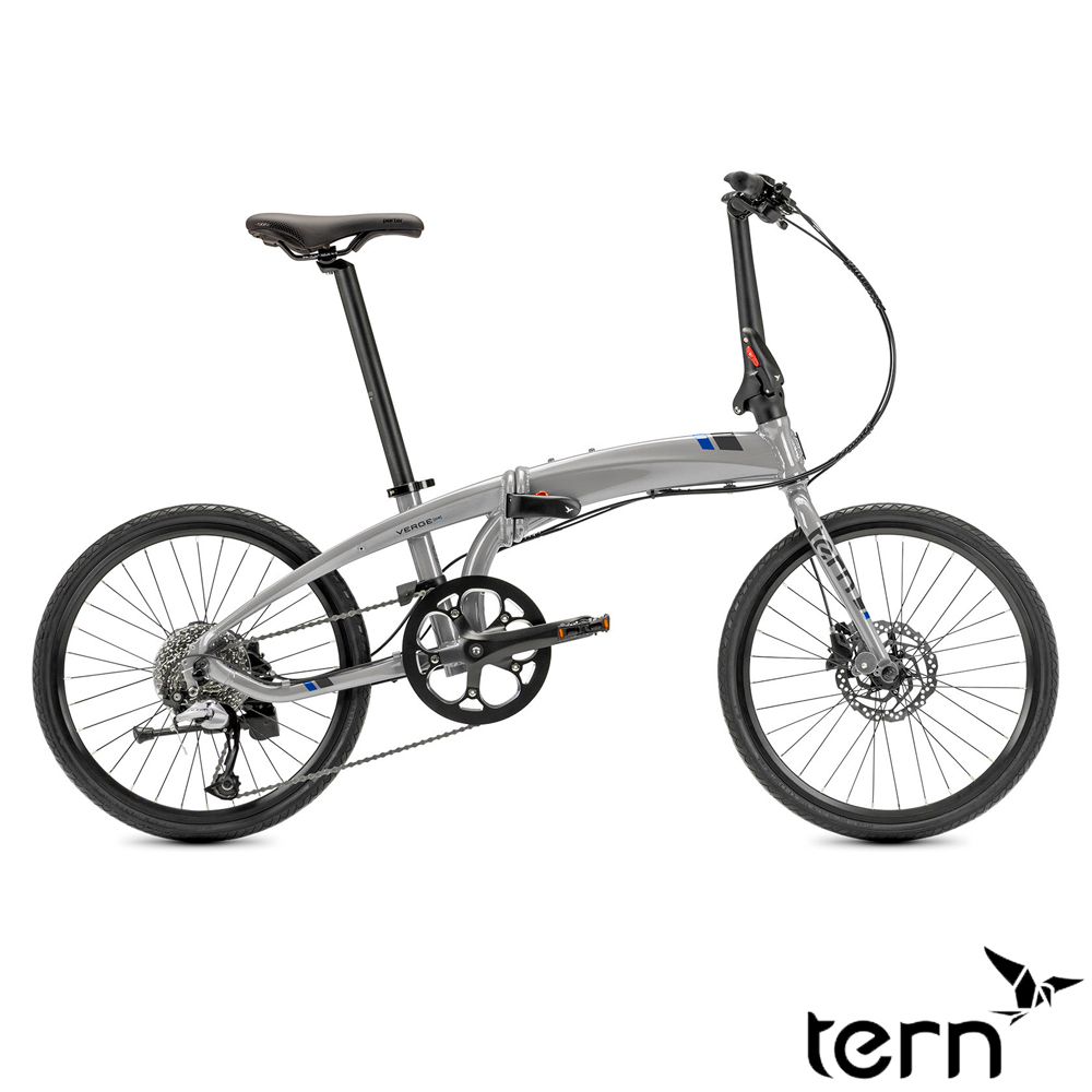 Tern Verge D9 20吋451輪組9速1x傳動系統鋁合金折疊單車-亮銀底灰標藍線