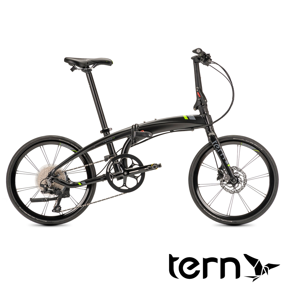 Tern Verge P10 20吋451輪組10速鋁合金折疊單車-鍛光黑底灰標綠線