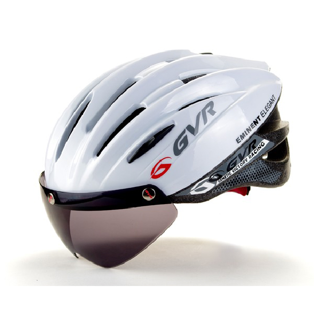 【路達自行車衣百貨】GVR 素色系列安全帽(附風鏡)-白色G203V