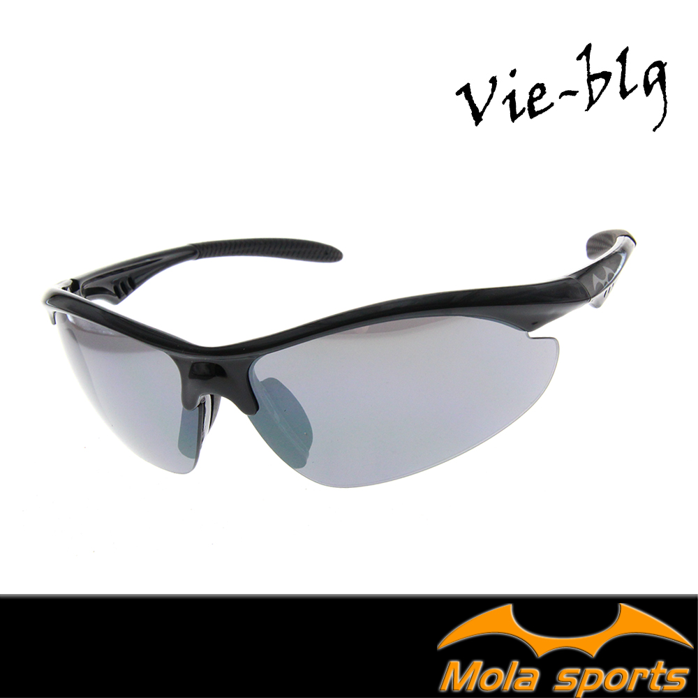 MOLA摩拉品牌運動太陽眼鏡 超輕 男女 UV400 抗UV 跑步高爾夫自行車 黑框 灰片 Vie-blg