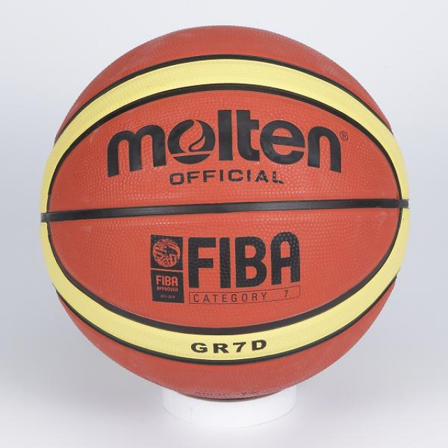 Molten 12貼片深溝7號橡膠籃球(棕/黃)B2