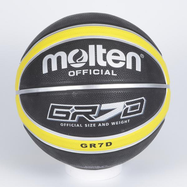 Molten 12貼片深溝7號橡膠籃球(黑/黃)B7