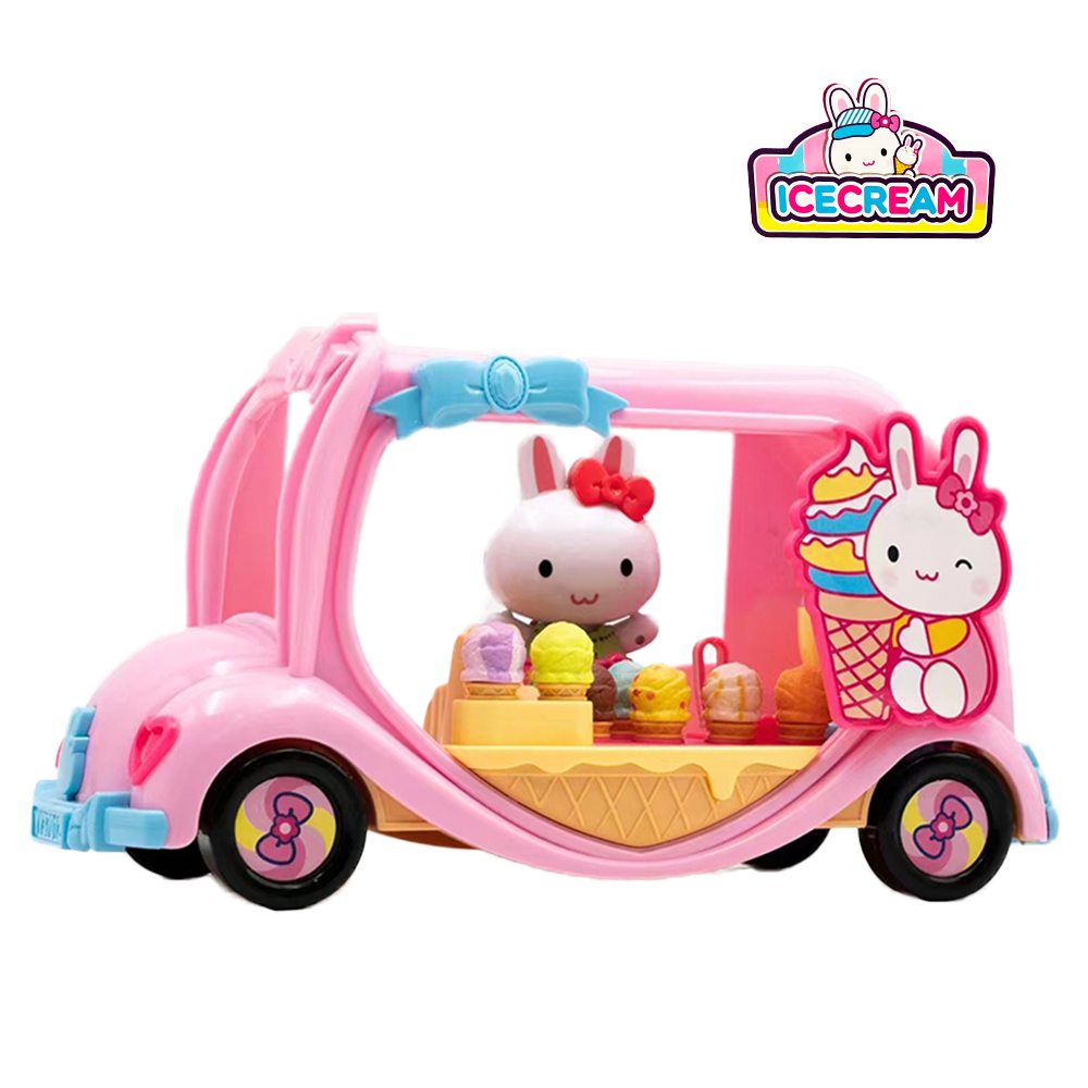 【孩子國】粉紅兔甜美冰淇淋車/家家酒玩具