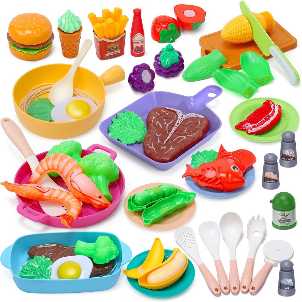 CUTE STONE 兒童仿真廚具與切切樂益智玩具42件套裝組合