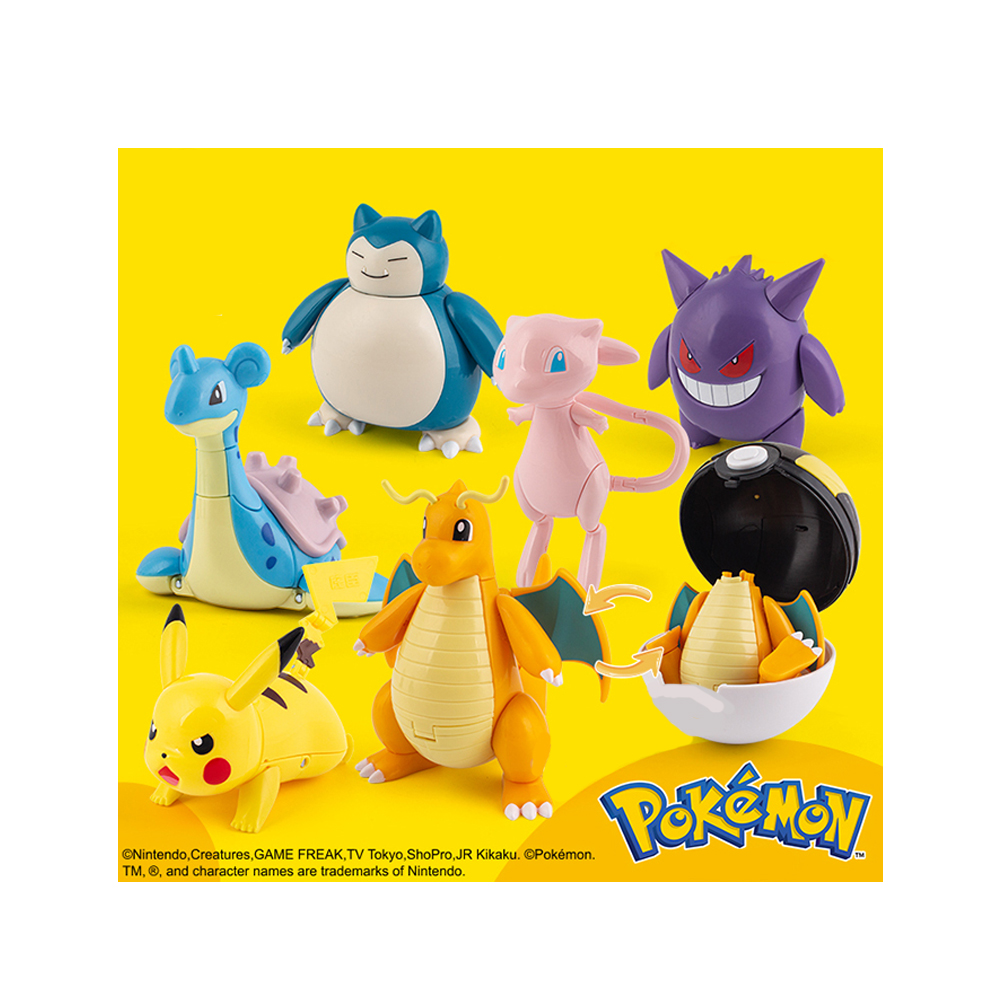 Pokemon 精靈寶可夢 神奇寶貝 變形球 趴姿皮卡丘 快龍 耿鬼 拉普拉斯 夢幻 卡比獸 六套組