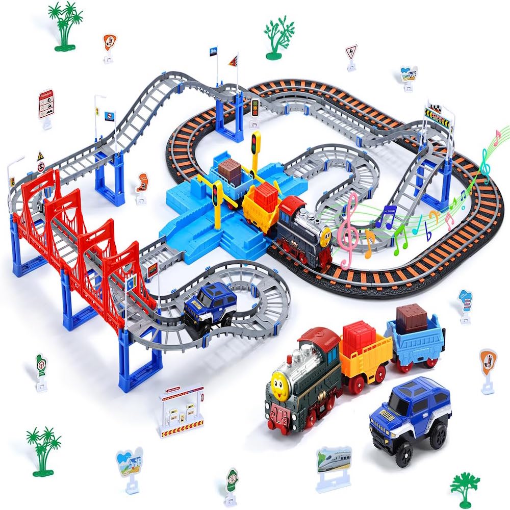 CUTE STONE 兒童聲光火車鐵道世界玩具套裝組合