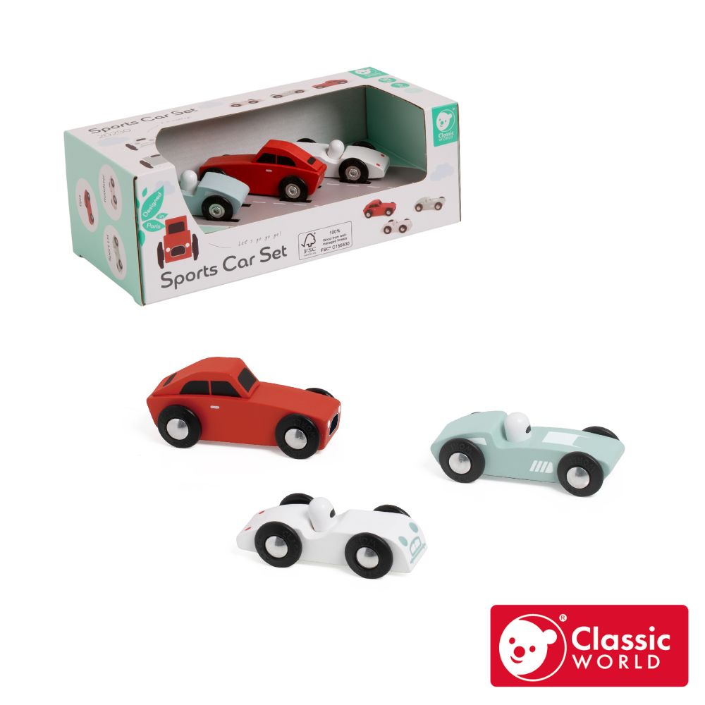 【德國 classic world 客來喜經典木玩】極速運動賽車組《20250》