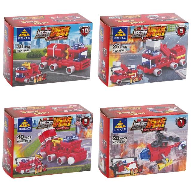 消防車系列益智積木玩具隨機2盒組 503838【小品館】