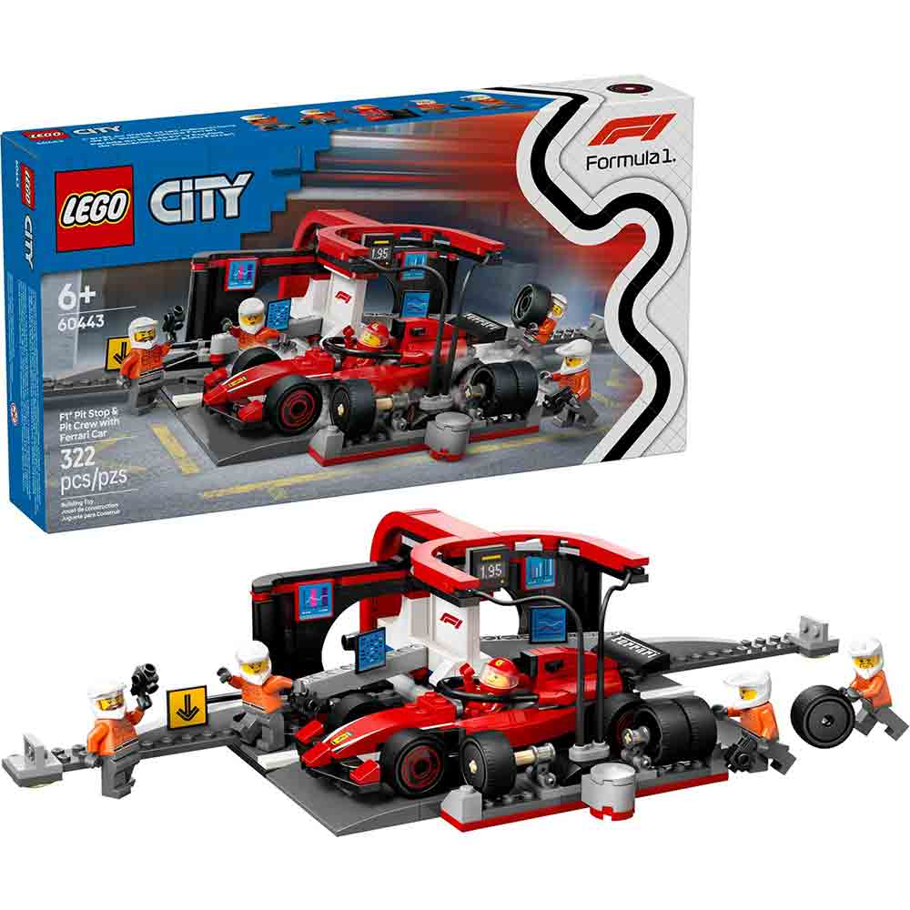 樂高積木LEGO 60443 202501 城市系列 - F1® 維修站、維修人員和 Ferrari 汽車