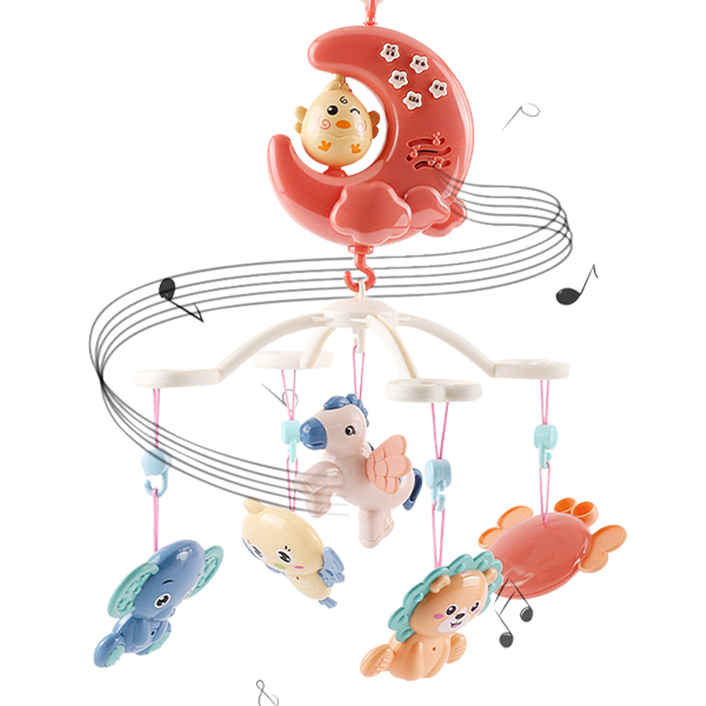 【Mesenfants】嬰兒床音樂鈴 頑兔寶寶發光小雞月亮遙控音樂旋轉床鈴