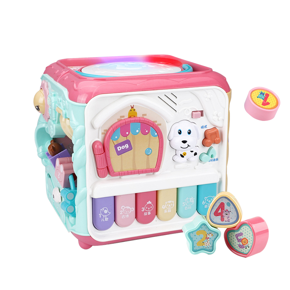 【Mesenfants】兒童益智六面盒玩具音樂燈光手拍鼓手敲琴六面屋