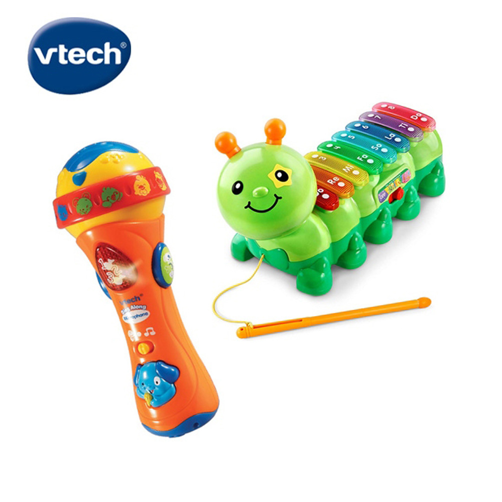 【寶寶律動玩具1+1超值組】Vtech-寶寶麥克風+音樂毛毛蟲 - 多款任選