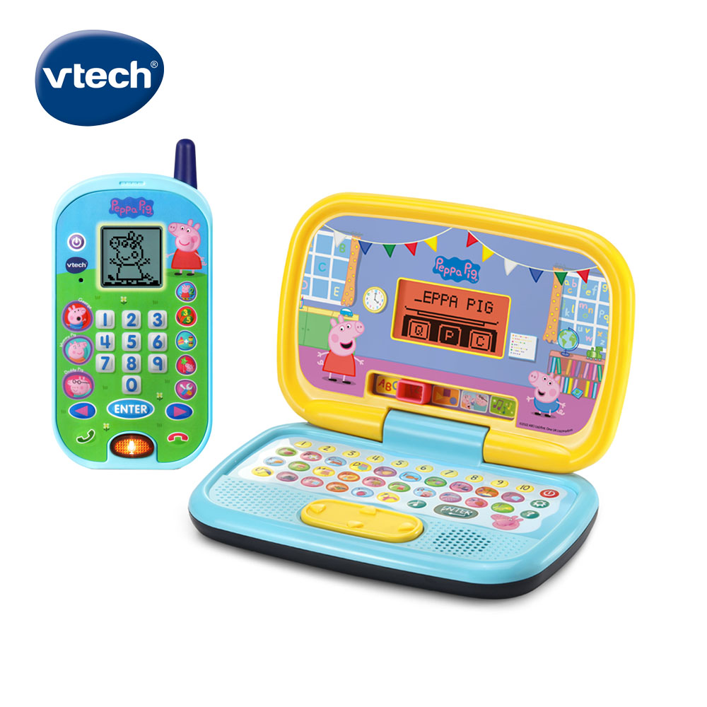 Vtech 粉紅豬小妹-互動學習2入組(小筆電+手機)