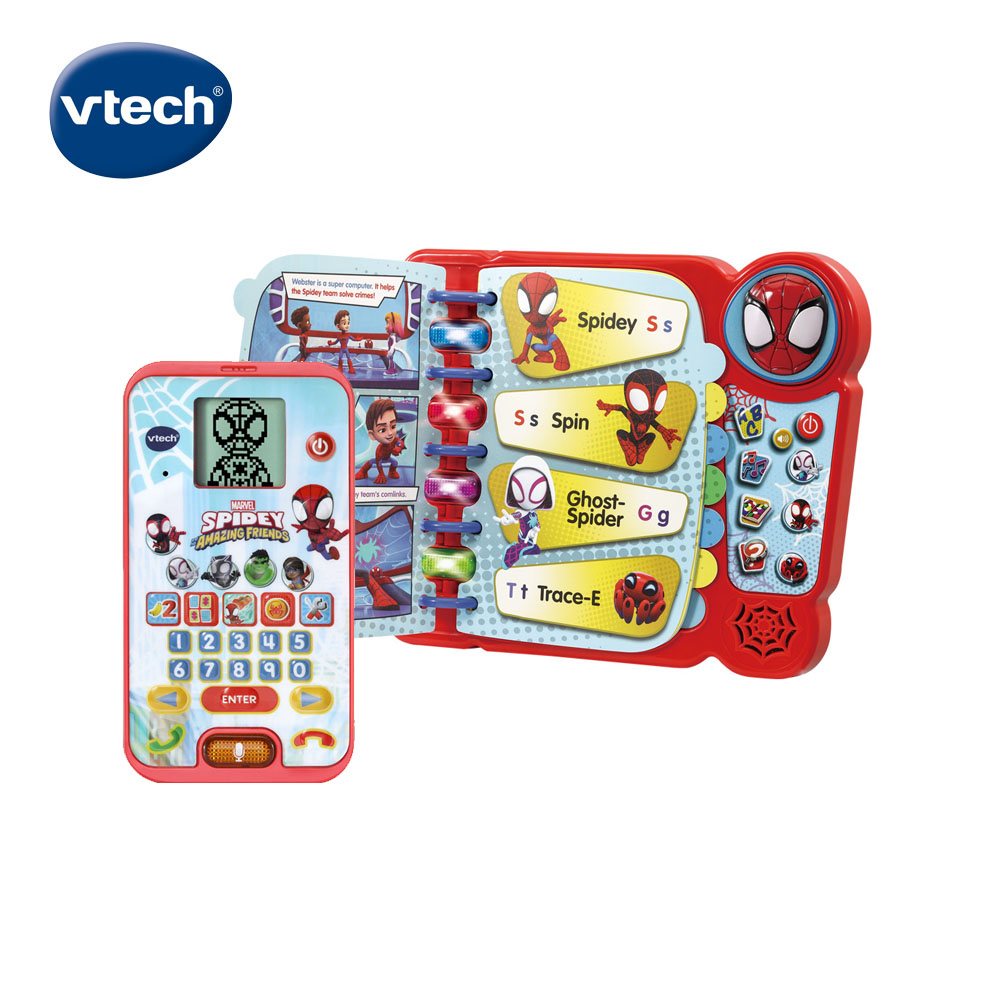 Vtech 蜘蛛人-英語學習閱讀聽力2入組 (有聲書+手機)