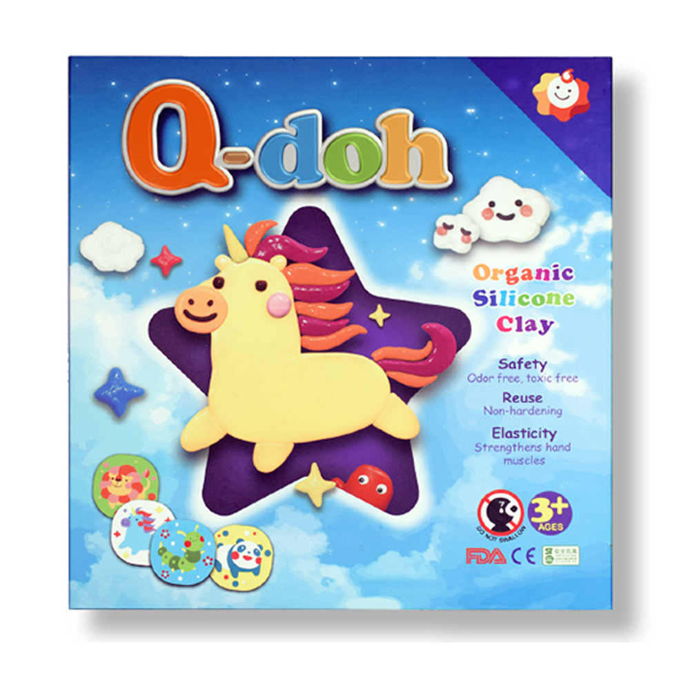 【Q-doh】A+B定型矽膠有機黏土(6色創作板組) 21110603