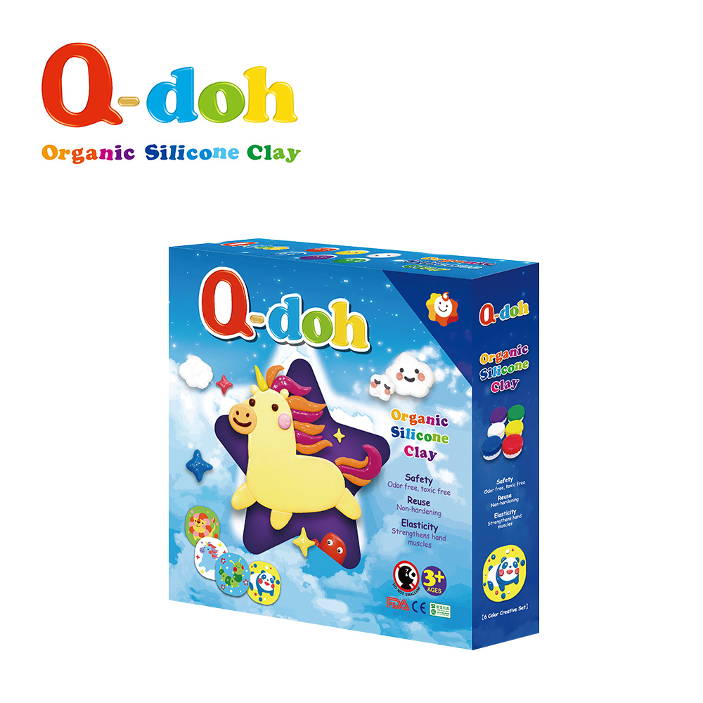 Q-doh 魔法定型有機矽膠黏土 6色工具組