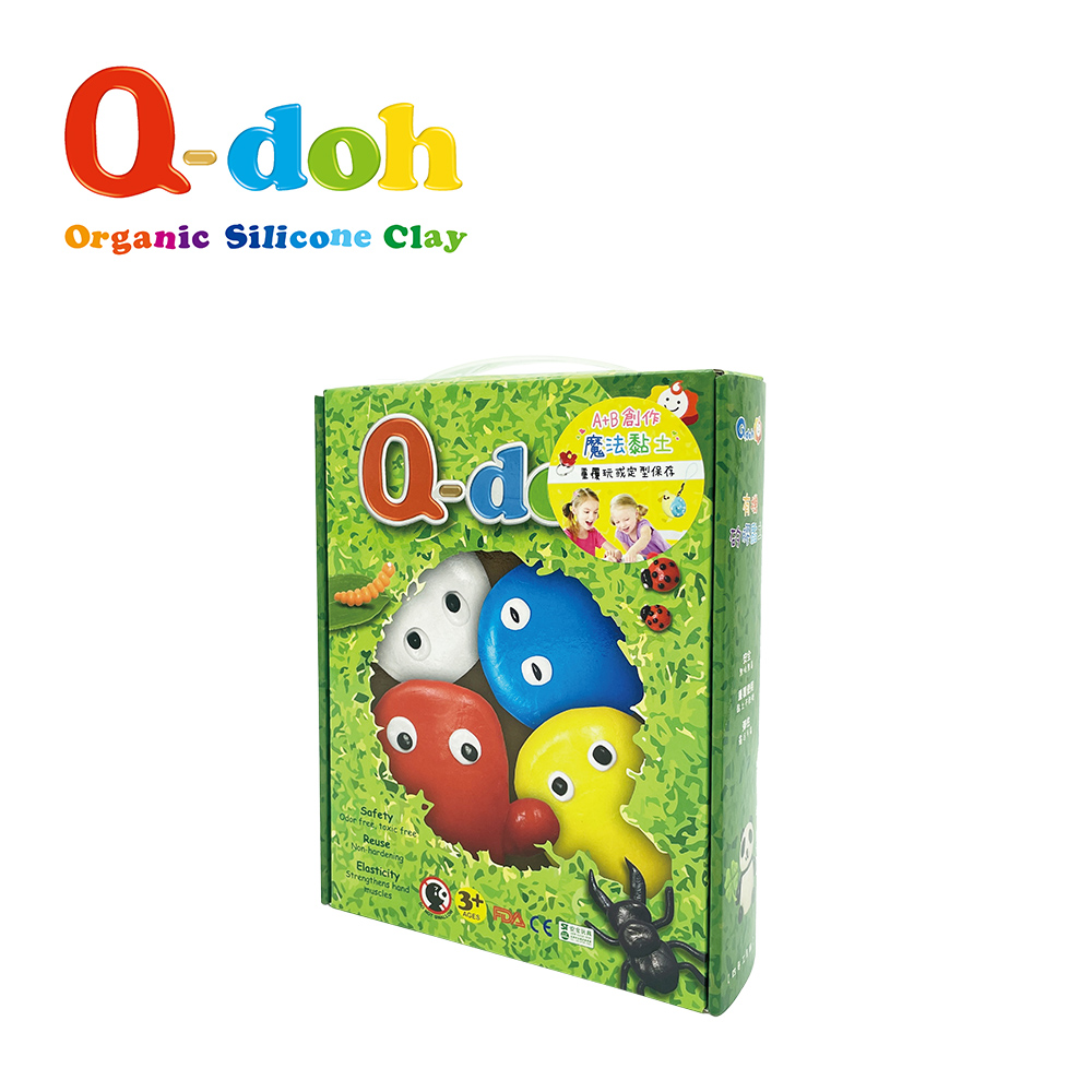 Q-doh 魔法定型有機矽膠黏土 4色工具組