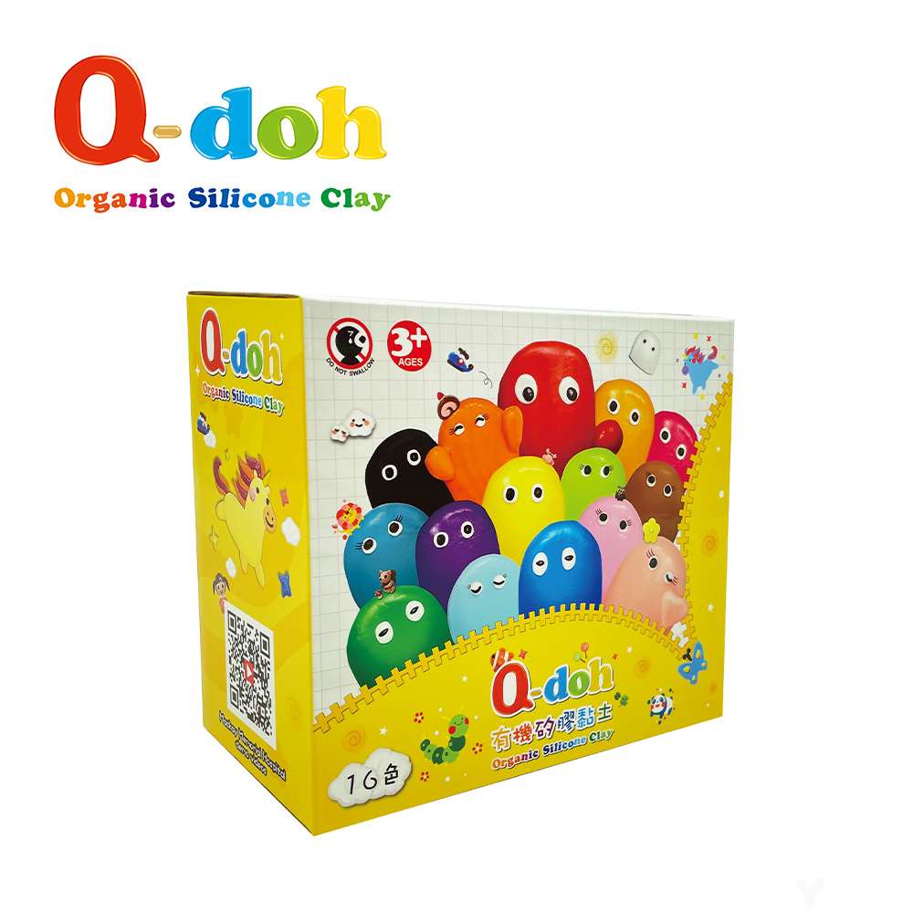Q-doh 超柔軟有機矽膠黏土16色(15g/色)-不含工具