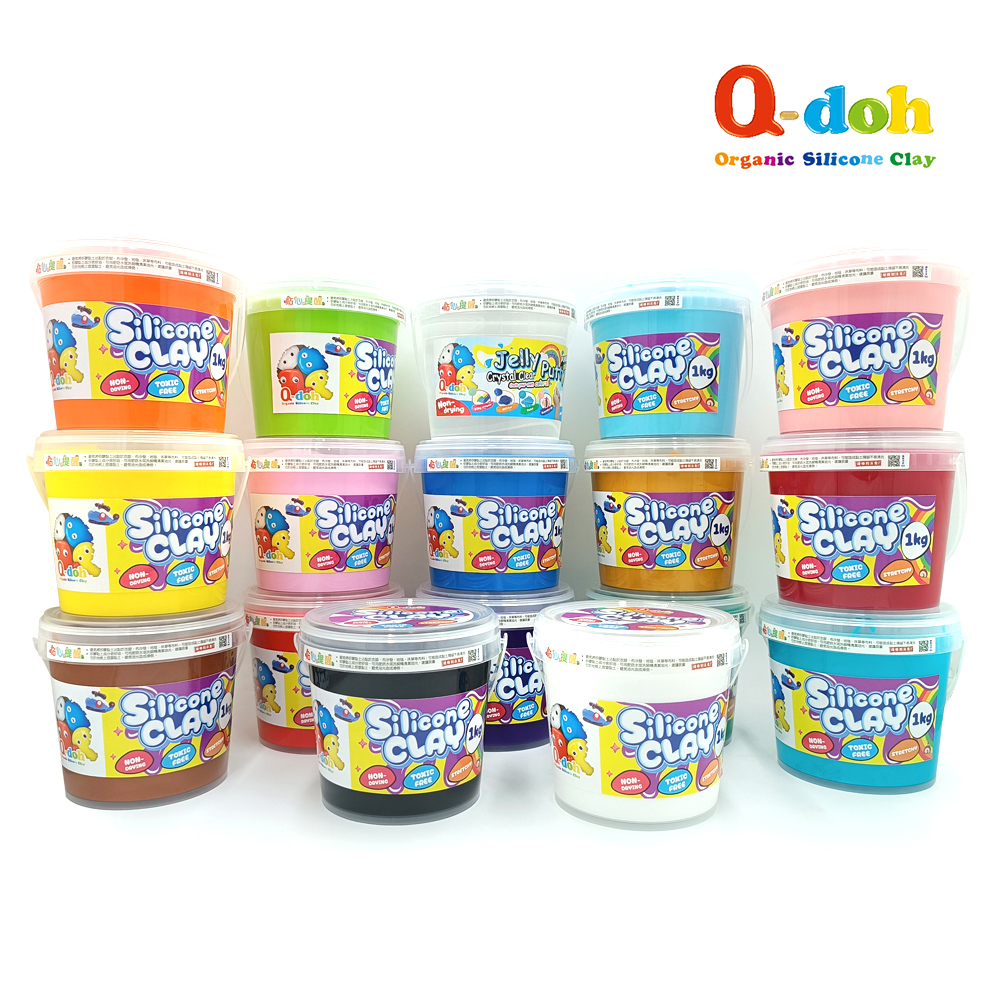 【Q-doh】超柔軟有機矽膠黏土- 1kg量量桶 (17色可選擇/台灣製)