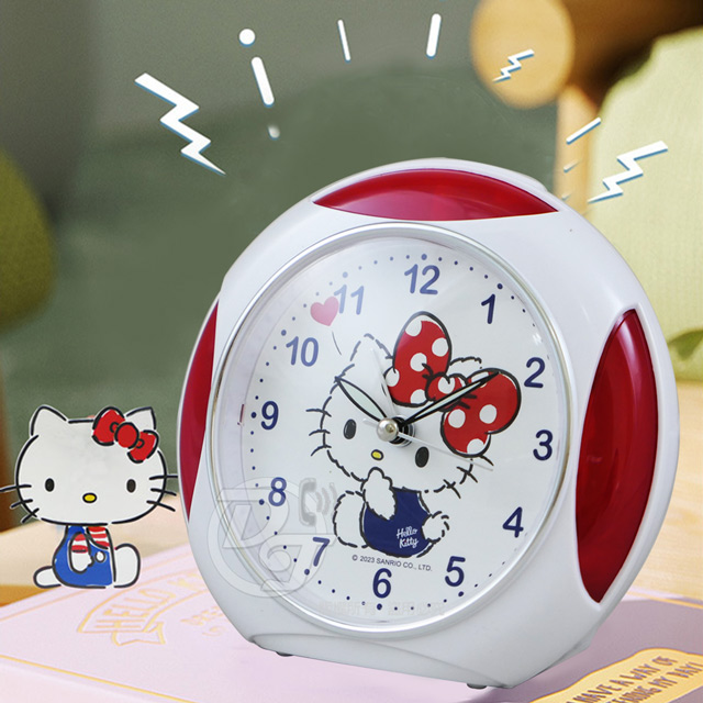 Hello Kitty凱蒂貓格子風音樂貪睡鬧鐘 JM-4960KT