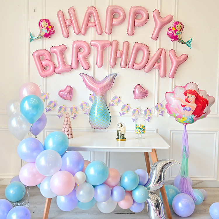 夢幻美人魚生日氣球套餐組/氣球佈置/生日佈置