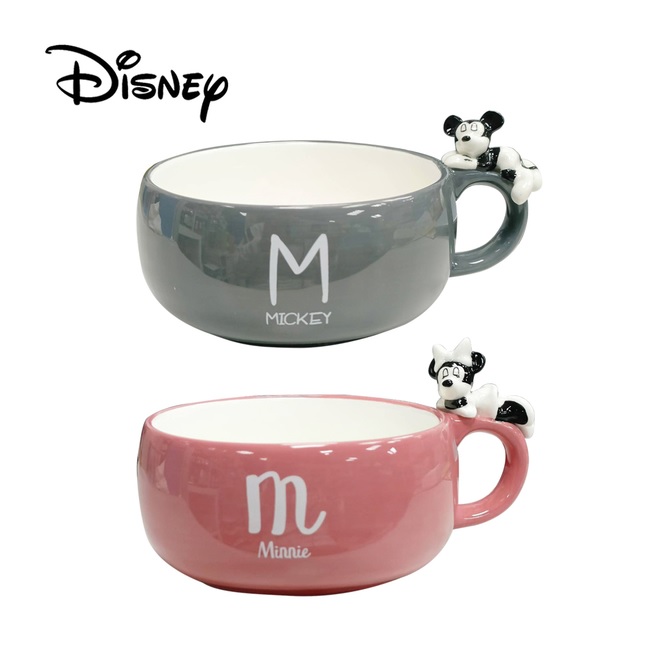 【日本正版】迪士尼 陶瓷湯杯 390ml 馬克杯 寬口杯 咖啡杯 米奇 米妮 Disney 241546 241553