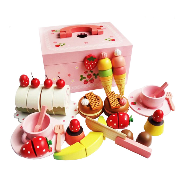 草莓甜心派對木製玩具組★附收納箱