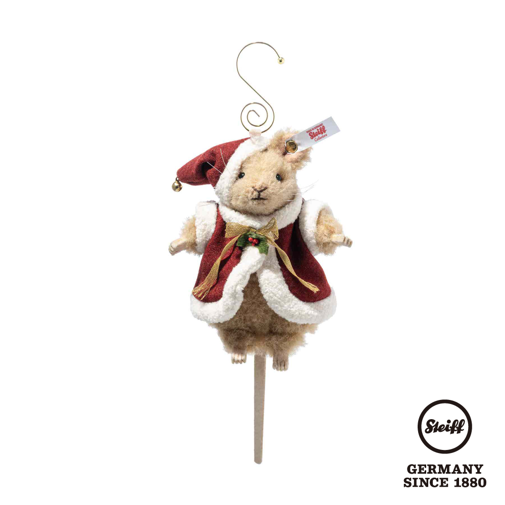 STEIFF德國金耳釦泰迪熊-Santa Mouse ornament L/E2000 聖誕小老鼠 (限量版)
