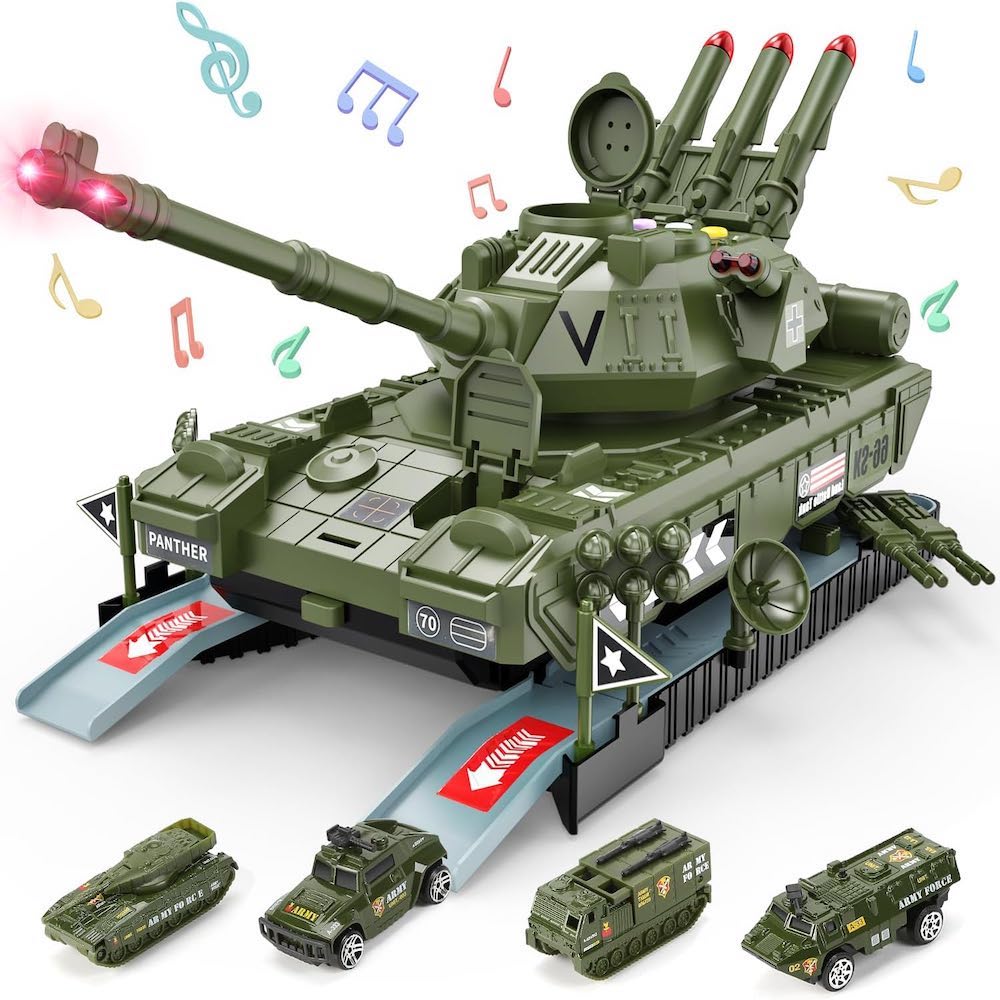 CUTE STONE軍用小汽車與聲光坦克車雙重模式套裝組合玩具