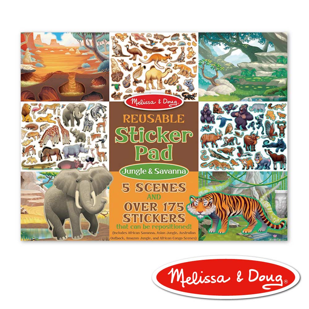 美國瑪莉莎 Melissa & Doug 貼紙簿 - 可重複貼紙 - 熱帶叢林動物