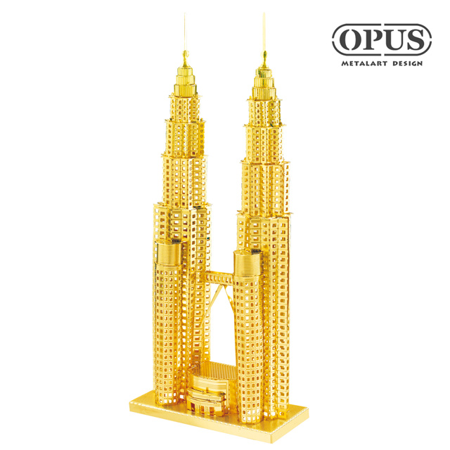 【OPUS東齊金工】3D立體金屬拼圖 DIY建築模型益智玩具(B12236雙子星大廈)