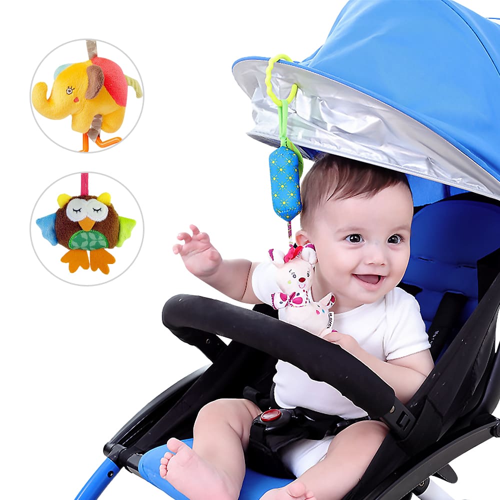【Mesenfants】2入-寶寶安撫玩具 動物風鈴掛吊玩具 推車掛鈴