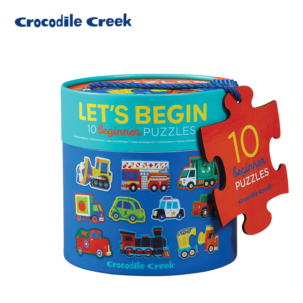 【美國Crocodile Creek】形狀認知桶裝拼圖20片-交通工具