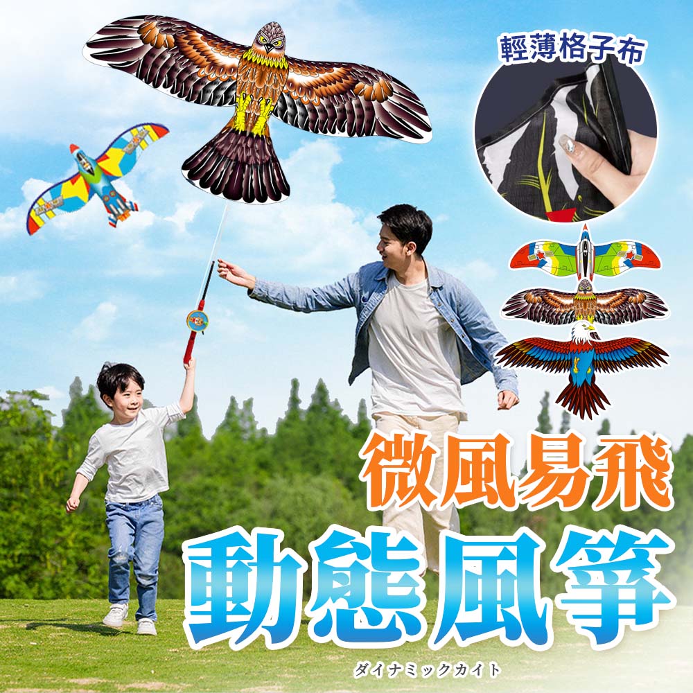 【幕日嚴選】風箏 老鷹風箏 動態風箏 PVC保護 骨架結實 不易斷裂 260AT格子布