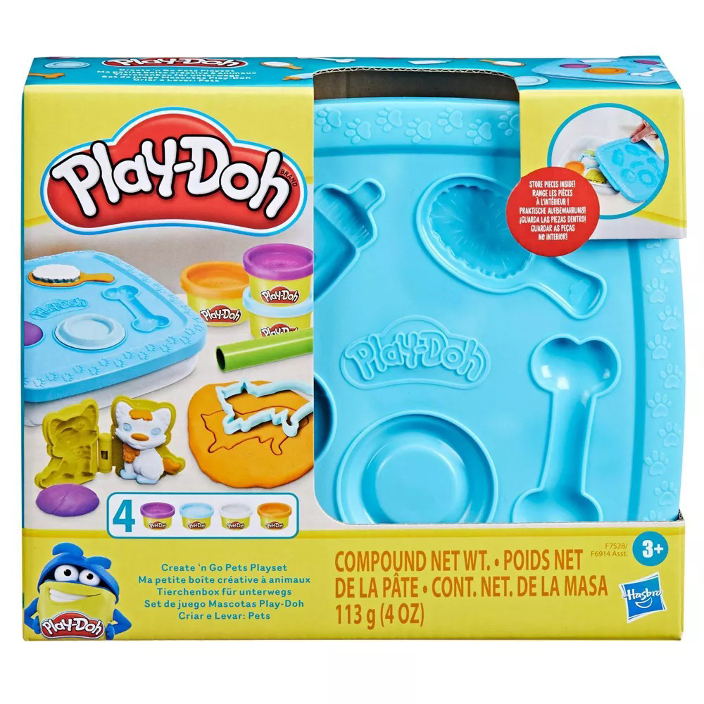 《 Play-Doh 培樂多 》小小攜帶收納盒黏土遊戲組PETS PLAYSET-藍色(F6914)