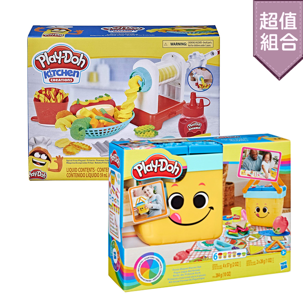 【Play-Doh 培樂多超值組】小小野餐盒黏土啓發遊戲組+炸物拼盤組