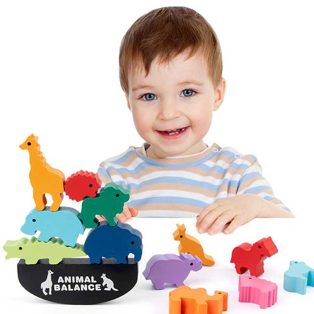 積木疊疊樂 動物疊疊樂遊戲 寶寶疊疊樂玩具 早教平衡積木
