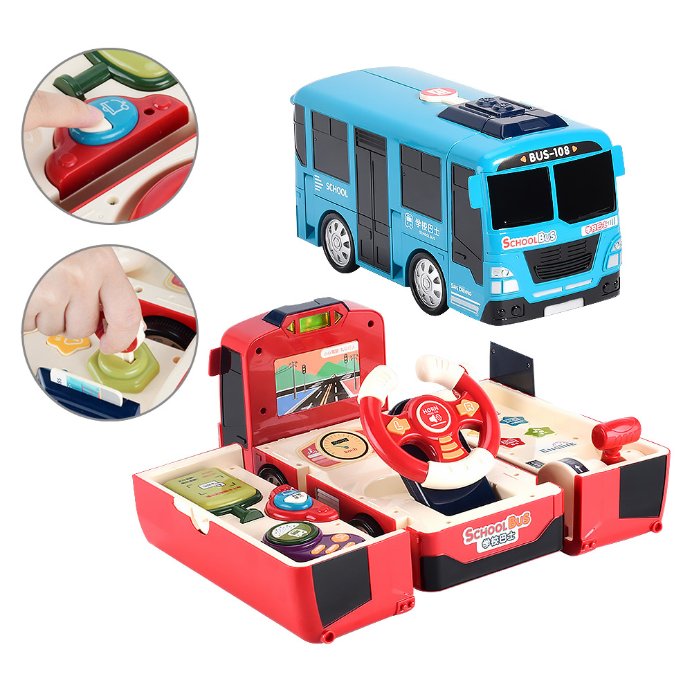【Mesenfants】益智玩具 玩具汽車 寶寶巴士模擬方向盤 音樂百變巴士