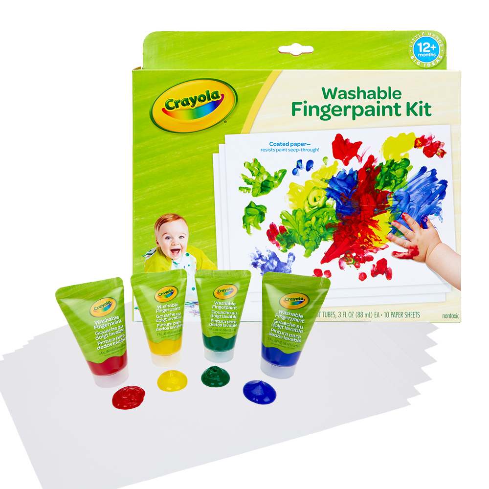美國 Crayola繪兒樂 幼兒可水洗手指畫顏料4色組(紅黃藍綠)