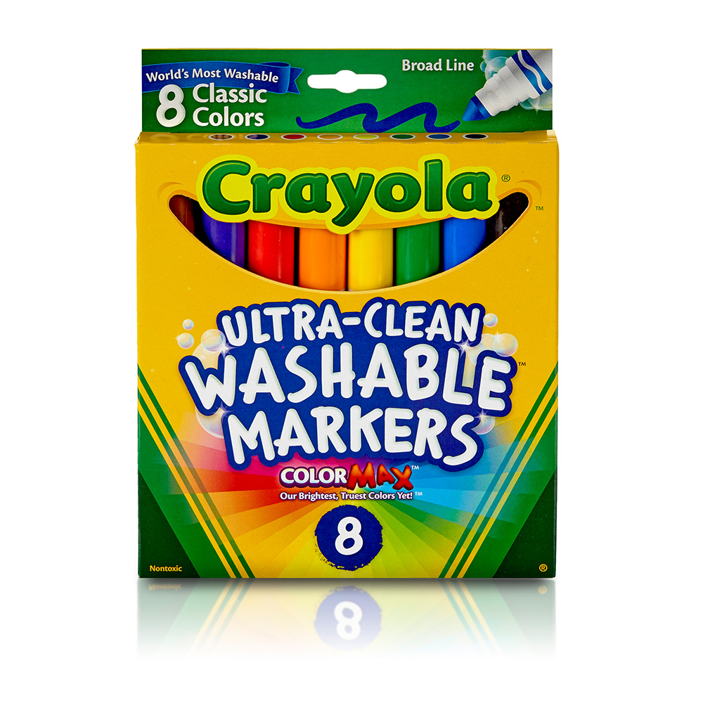 美國crayola 可水洗8色粗頭彩色筆-經典色