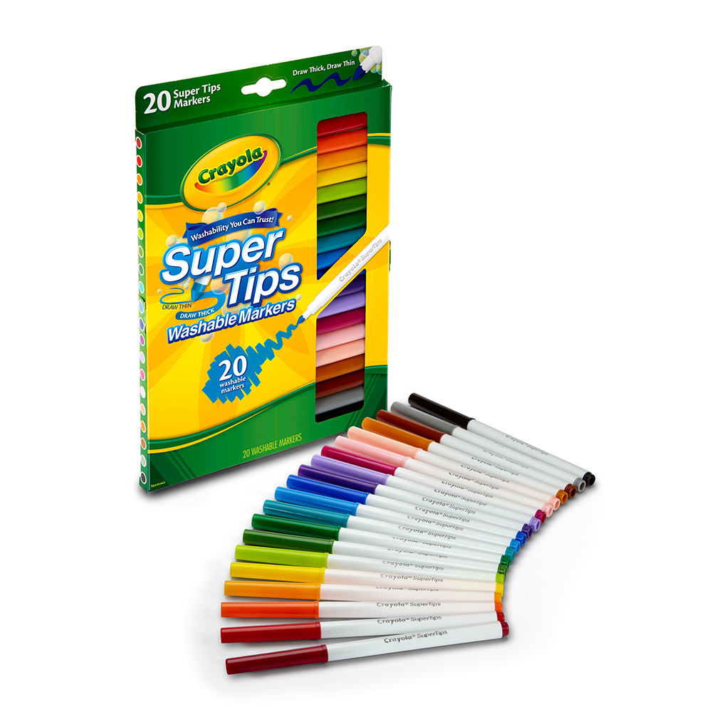 美國crayola 可水洗20色細桿彩色筆