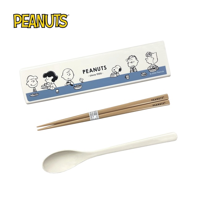 【日本正版】史努比 兩件式 餐具組 日本製 環保餐具 湯匙 筷子 Snoopy PEANUTS - 092754