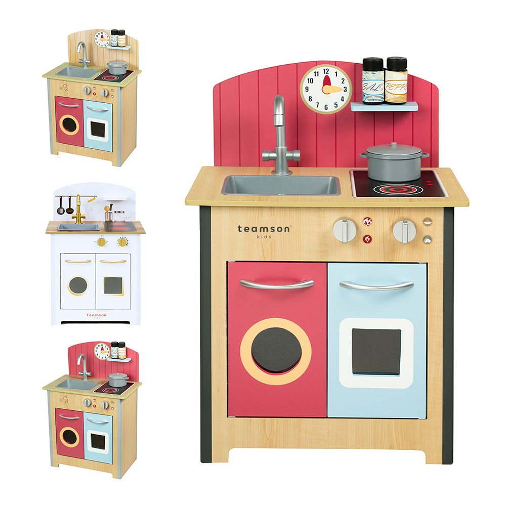 Teamson小廚師波爾多木製家家酒玩具小廚房-四色可選